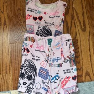 Taylor Swift themed Colorful Graphic Print Pajama Set